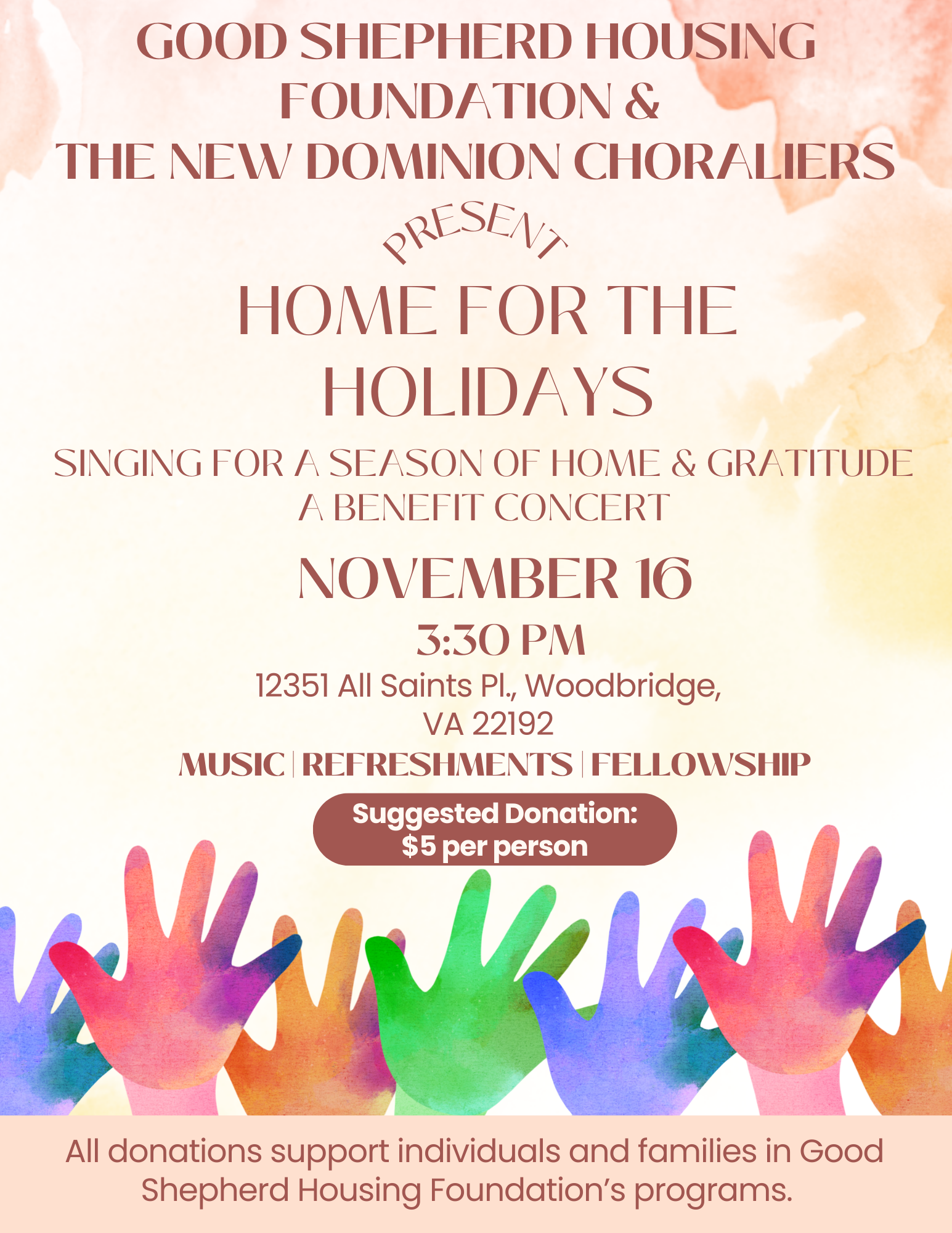 Save the Date for the First Annual Home for the Holidays Benefit Concert